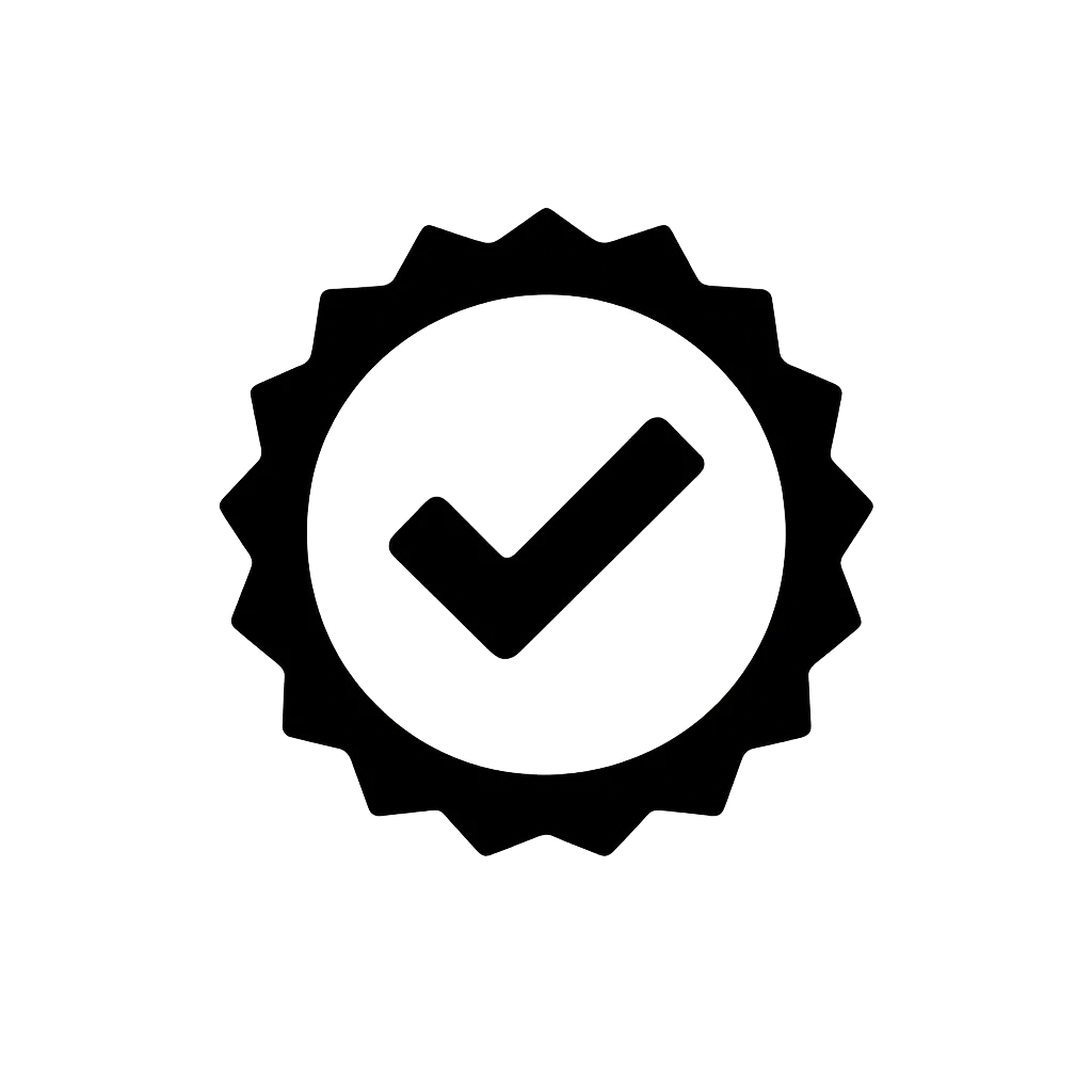 Black check mark icon on a white background